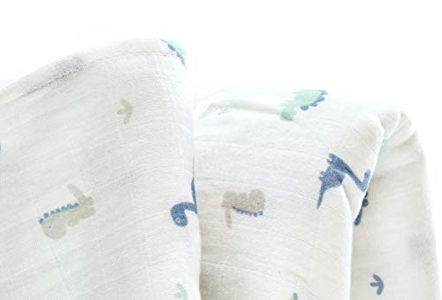 Cotton Organics Muslin Swaddle Blanket, Extra Soft and Hypoallergenic Organic Cotton, Gift Box (Blue)