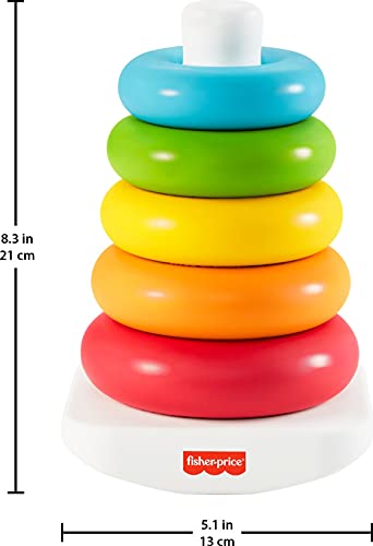 Fisher-Price Rock-a-Stack, Classic Ring Stacking Toy Made from Plant-Based Materials for Babies Ages 6 Months and Older