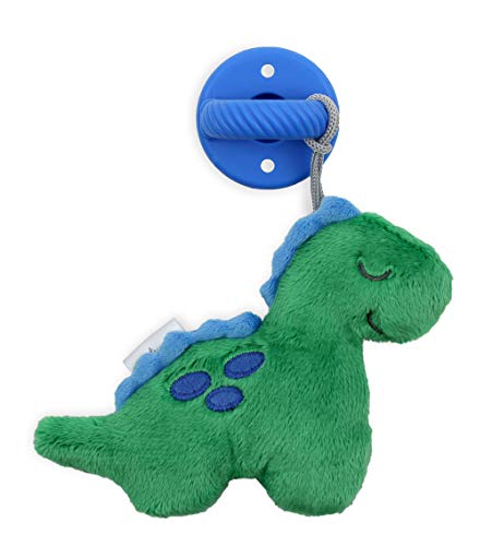 Dinosaur Pacifier with Detachable Plush Dinosaur and Blue Silicone Pacifier