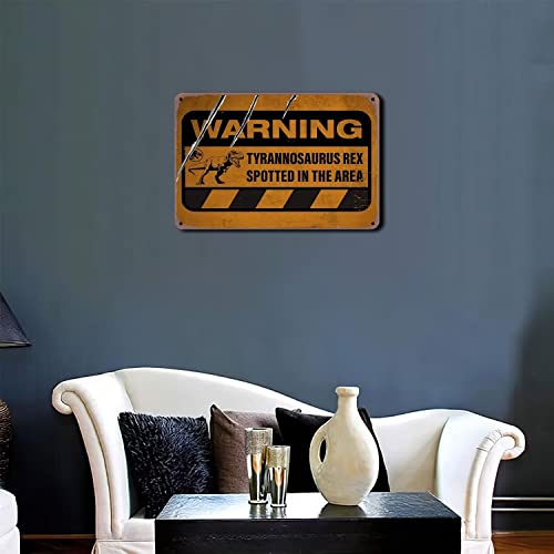 Fun Dinosaur Warning Sign for Home & Garden Decor | Eco-Friendly Metal Tin