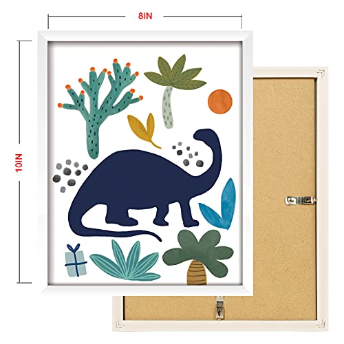 Dinosaur Nursery Wall Art Decor in 8x10 inch White Picture Frame