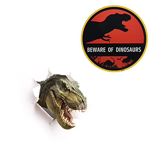 Beware of Dinosaurs Sign on Aluminum - 12 x 12 Inches