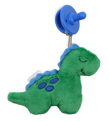 Dinosaur Pacifier with Detachable Plush Dinosaur and Blue Silicone Pacifier