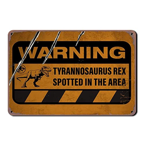 Fun Dinosaur Warning Sign for Home & Garden Decor | Eco-Friendly Metal Tin