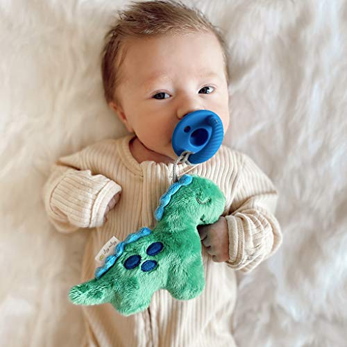 Dinosaur Pacifier with Detachable Plush Dinosaur and Blue Silicone Pacifier