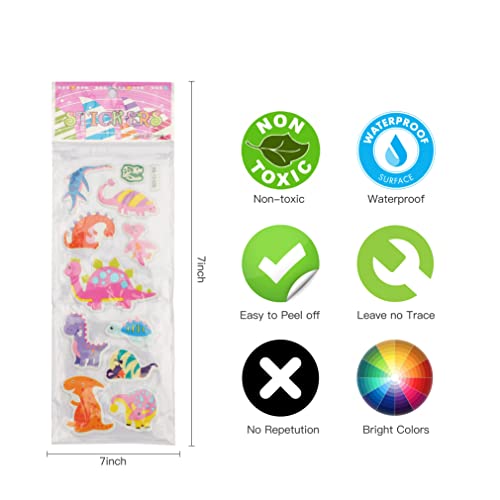 Unique Dinosaur sticker pack -10 sheets of 200 3D puffy stickers