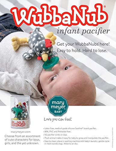 WubbaNub Stuffed Infant Pacifier, 6-Inches, Pebblesaurus Dinosaur