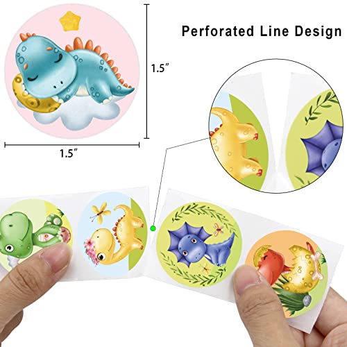 Dinosaur Stickers for Kids 500pcs Birthday Classroom Dinosaur Party Favor Supply Roll Sticker Reward Decoration