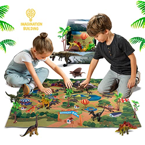 Dinosaur Kids Activity Mat with 9 Realistic Dinosaurs Figures
