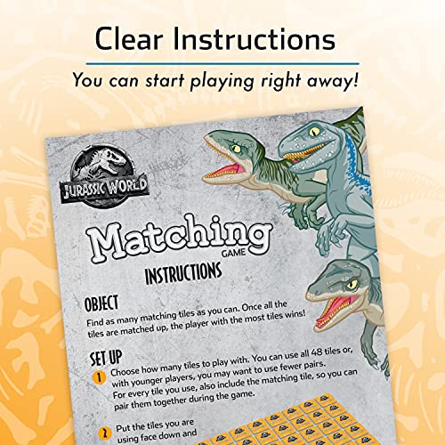 Wonder Forge Jurassic World Matching Game For Boys & Girls Age 3 and Up - A Fun & Fast Dinosaur Memory Game You Can Play Over & Over