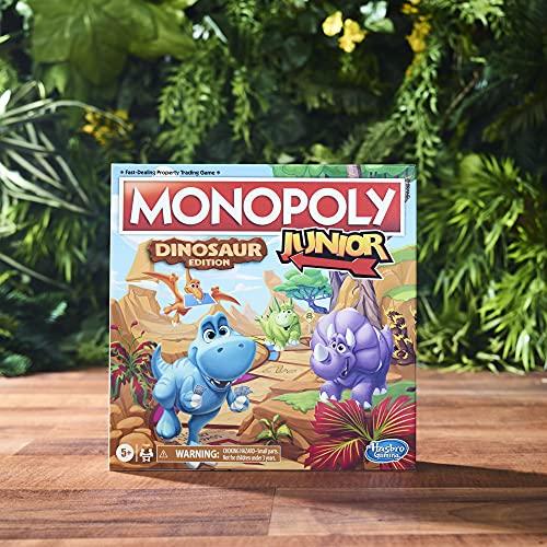 Monopoly Junior Dinosaur Edition Board Game, Kids Board Games, Fun Dinosaur Toys, Dinosaur Board Game