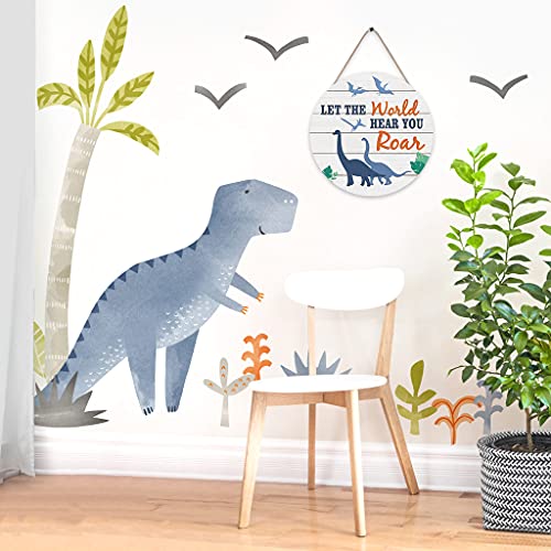 Dinosaur Wood Hanging Sign Plaque with Inspirational Quote