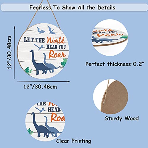 Dinosaur Wood Hanging Sign Plaque with Inspirational Quote