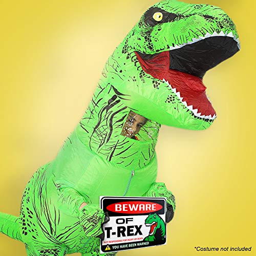 Beware of Dinosaur Sign - T Rex Warning Sign - 9x12 inches