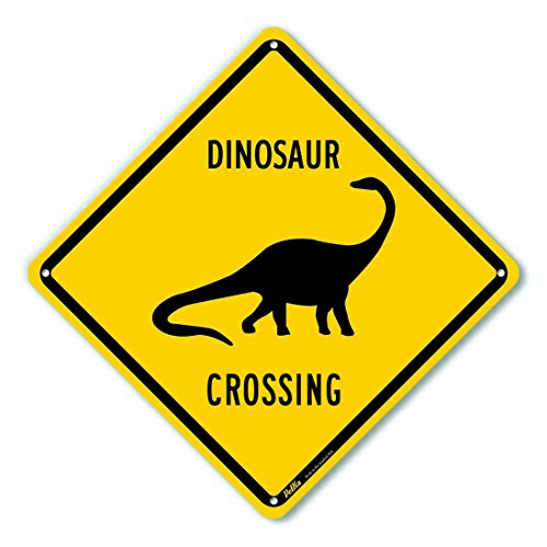 Yellow Hazard Dinosaur Crossing Sign - 10x10 Aluminum