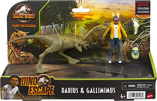 Jurassic World Human & Dino Pack Darius & Gallimimus Action Figures