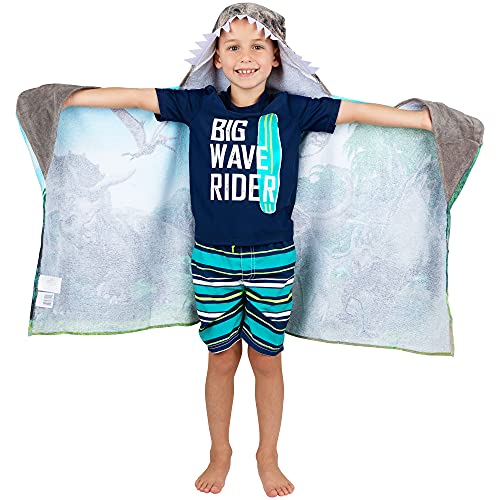 Franco Kids Bath and Beach Soft Cotton Terry Hooded Towel Wrap, 24 in x 50 in, Jurassic World