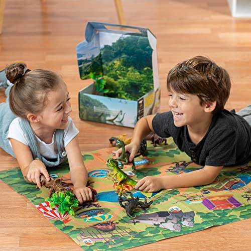 Dinosaur Kids Activity Mat with 9 Realistic Dinosaurs Figures