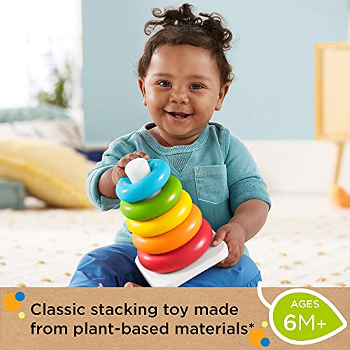 Fisher-Price Rock-a-Stack, Classic Ring Stacking Toy Made from Plant-Based Materials for Babies Ages 6 Months and Older