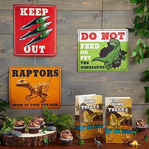 Blue Panda Dinosaur Decorations for Kids Birthday Party Supplies, 12x10 Wall Signs (12 Pack)