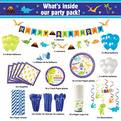 All-in-One Dinosaur Birthday Party Supplies Serves 16