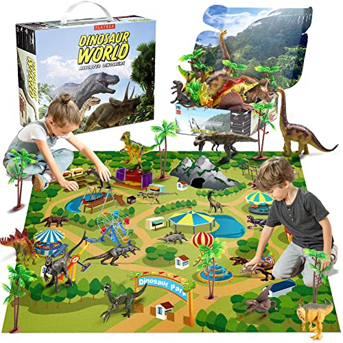 Dinosaur Kids Activity Mat with 9 Realistic Dinosaurs Figures