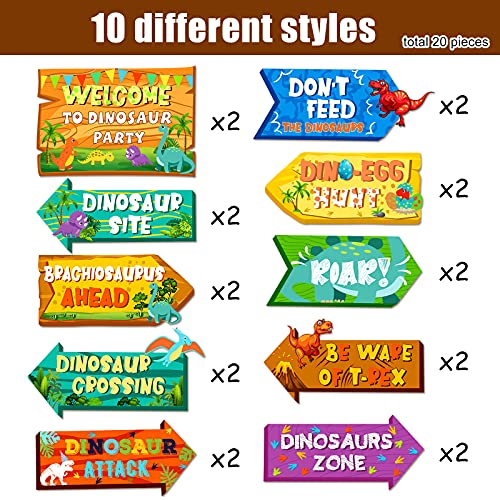 20 Piece Dinosaur Party Decorations incl. Beware of Dinosaur Signs and Yard Signs