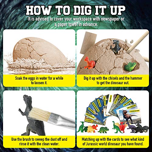 Jumbo Dinosaur Egg Dig Kit with 12 Different Dinosaurs 6 Digging Tools
