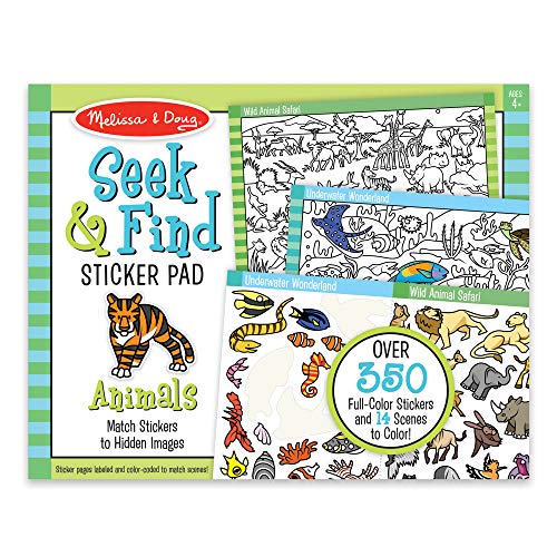 Melissa & Doug Seek and Find Sticker Pad – Animals (400+ Stickers, 14 Scenes to Color)