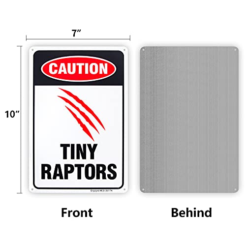 10" x7" Tiny Raptors Caution Dinosaur Warning Sign Aluminum