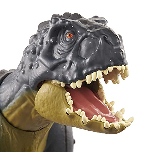 Jurassic World Toys Slash ‘N Battle Scorpios Rex Action & Sound Dinosaur Figure Camp Cretaceous with Movable Joints, Slashing & Tail Whip Motions & Roar Sound, Kids Gift Ages 4 Years & Up , Gray