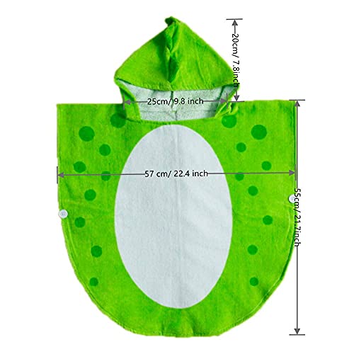 Children Bath Towel Robe Kids Hooded Beach Swimming Poncho Dinosaur Pattern (Green, S)