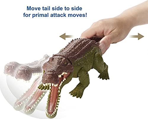 Jurassic World Massive Biters Larger-sized Sarcosuchus Figure with Tail-activated Strike & Chomping Action, Movable Joints, Authentic Detail; Ages 4 & Up [Amazon Exclusive]