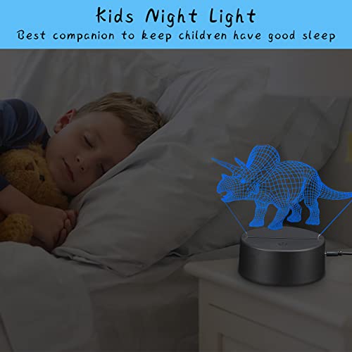 3D Dinosaur Night Light for Kids with16 Colors, 4 Patterns and Smart Touch