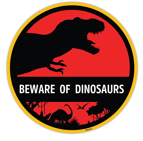 Beware of Dinosaurs Sign on Aluminum - 12 x 12 Inches