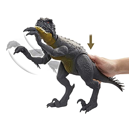 Jurassic World Toys Slash ‘N Battle Scorpios Rex Action & Sound Dinosaur Figure Camp Cretaceous with Movable Joints, Slashing & Tail Whip Motions & Roar Sound, Kids Gift Ages 4 Years & Up , Gray