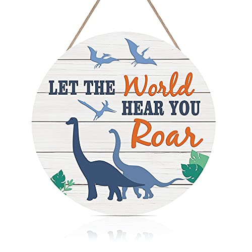 Dinosaur Wood Hanging Sign Plaque with Inspirational Quote