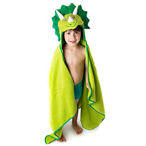 Premium Hooded Towel for Kids | Dinosaur Design | Ultra Soft and Extra Large | 100% Cotton Bath Towel with Hood for Girls & Boys by Little Tinkers World