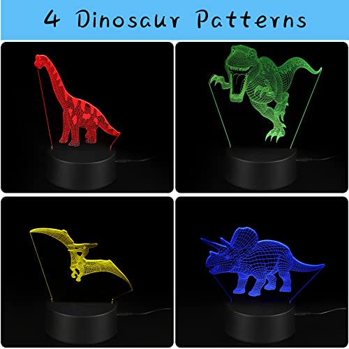 3D Dinosaur Night Light for Kids with16 Colors, 4 Patterns and Smart Touch