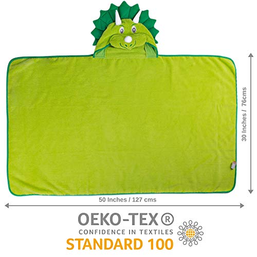 Premium Hooded Towel for Kids | Dinosaur Design | Ultra Soft and Extra Large | 100% Cotton Bath Towel with Hood for Girls & Boys by Little Tinkers World