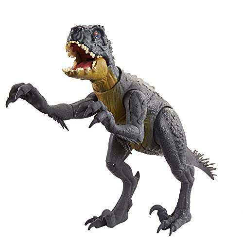 Jurassic World Toys Slash ‘N Battle Scorpios Rex Action & Sound Dinosaur Figure Camp Cretaceous with Movable Joints, Slashing & Tail Whip Motions & Roar Sound, Kids Gift Ages 4 Years & Up , Gray