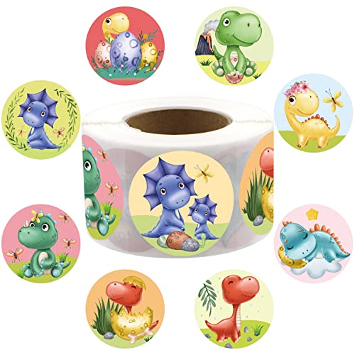 Dinosaur Stickers for Kids 500pcs Birthday Classroom Dinosaur Party Favor Supply Roll Sticker Reward Decoration