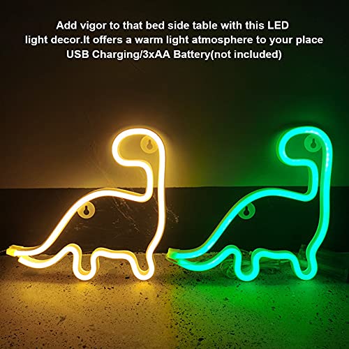 Dinosaur Neon Lighted Signs Great for Night Light - Battery or USB