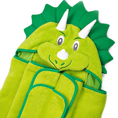 Premium Hooded Towel for Kids | Dinosaur Design | Ultra Soft and Extra Large | 100% Cotton Bath Towel with Hood for Girls & Boys by Little Tinkers World