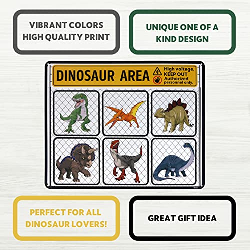 Aluminum Dinosaur Sign Keep Out - 13 x 16 Inches