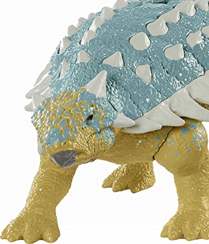 Jurassic World Roar Attack Ankylosaurus Dinosaur Figure with Movable Joints, Realistic Sculpting