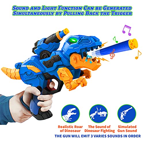 Dinosaur Shooting Game Toys for 5 6 7 8 9 10+Years Old Boys & Girls,2 Foam  Dart Toy Guns and Dinosaur Shooting Practice Target, Indoor Activity Game