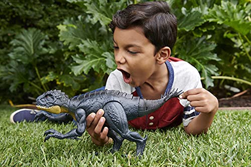 Jurassic World Toys Slash ‘N Battle Scorpios Rex Action & Sound Dinosaur Figure Camp Cretaceous with Movable Joints, Slashing & Tail Whip Motions & Roar Sound, Kids Gift Ages 4 Years & Up , Gray