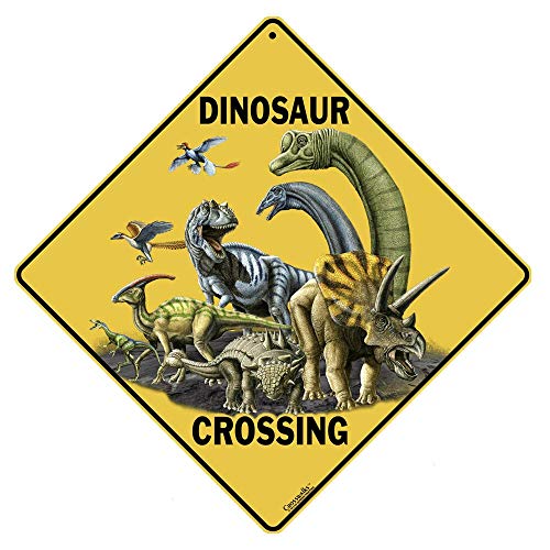 Dinosaur Crossing Sign, 12" X 12" Made from High-Quality Aluminum