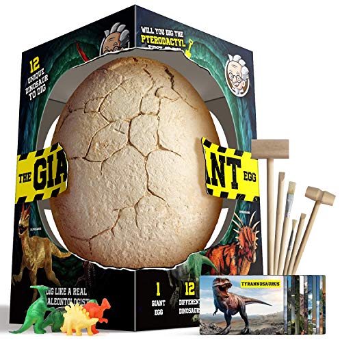 Jumbo Dinosaur Egg Dig Kit with 12 Different Dinosaurs 6 Digging Tools